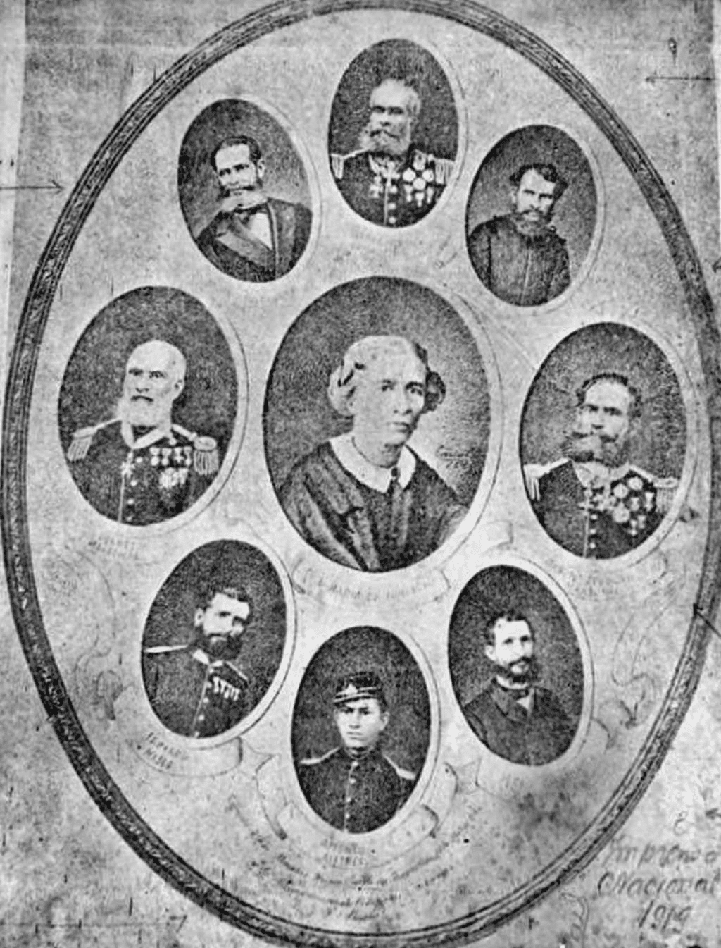 Fotografia histórica de oficiais brasileiros do século XIX.